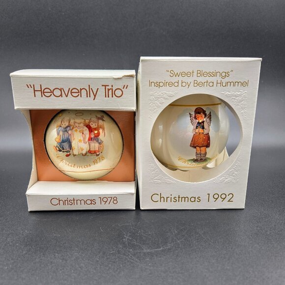 Berta Hummel Christmas Ball 1978 & 1992 Hummel Ornament Schmid Sweet Blessings - Picture 1 of 16